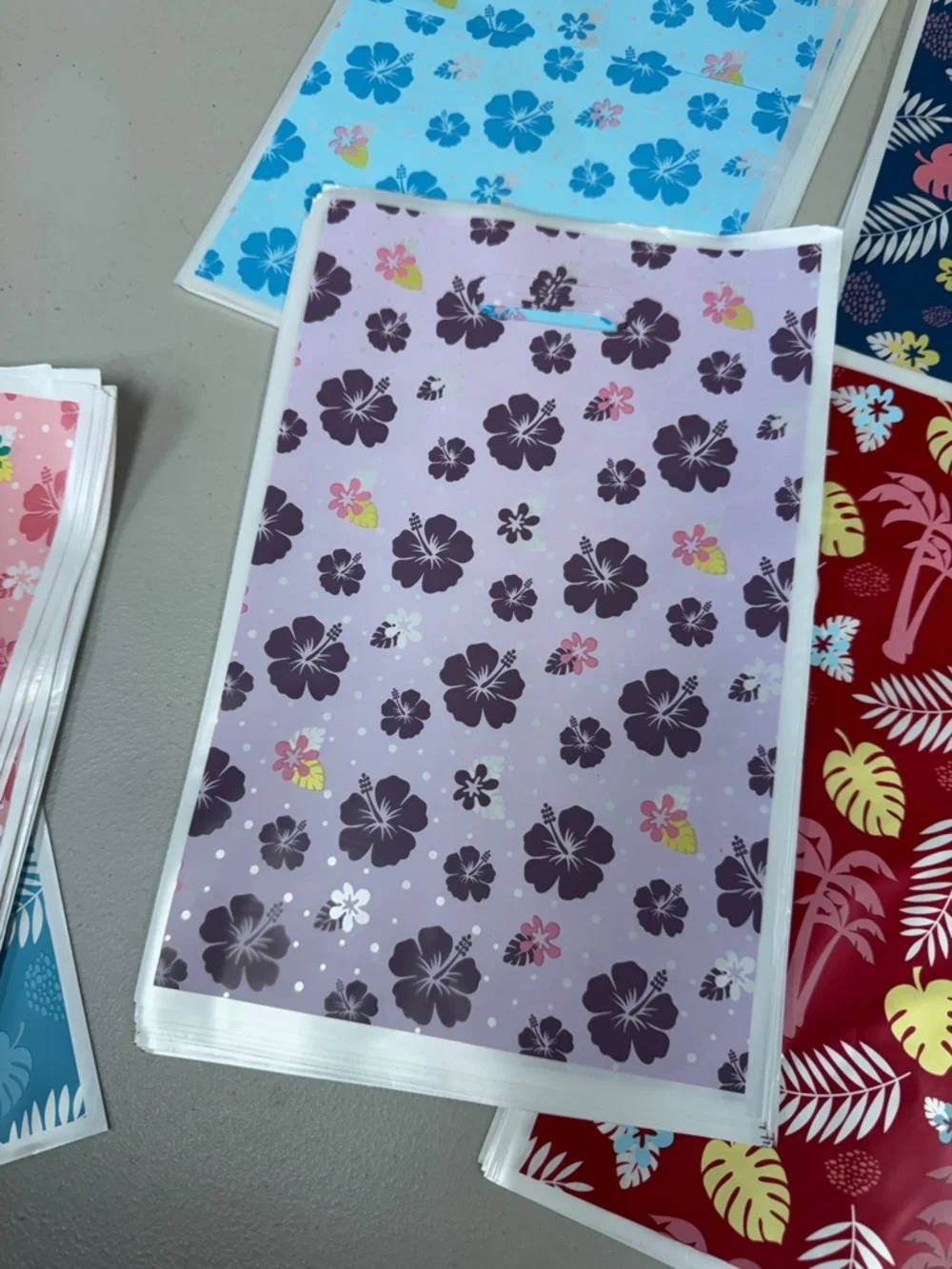 120 count Luau Tropical Floral Party Favor Bags - Navy, Pink, Red, Light Blue